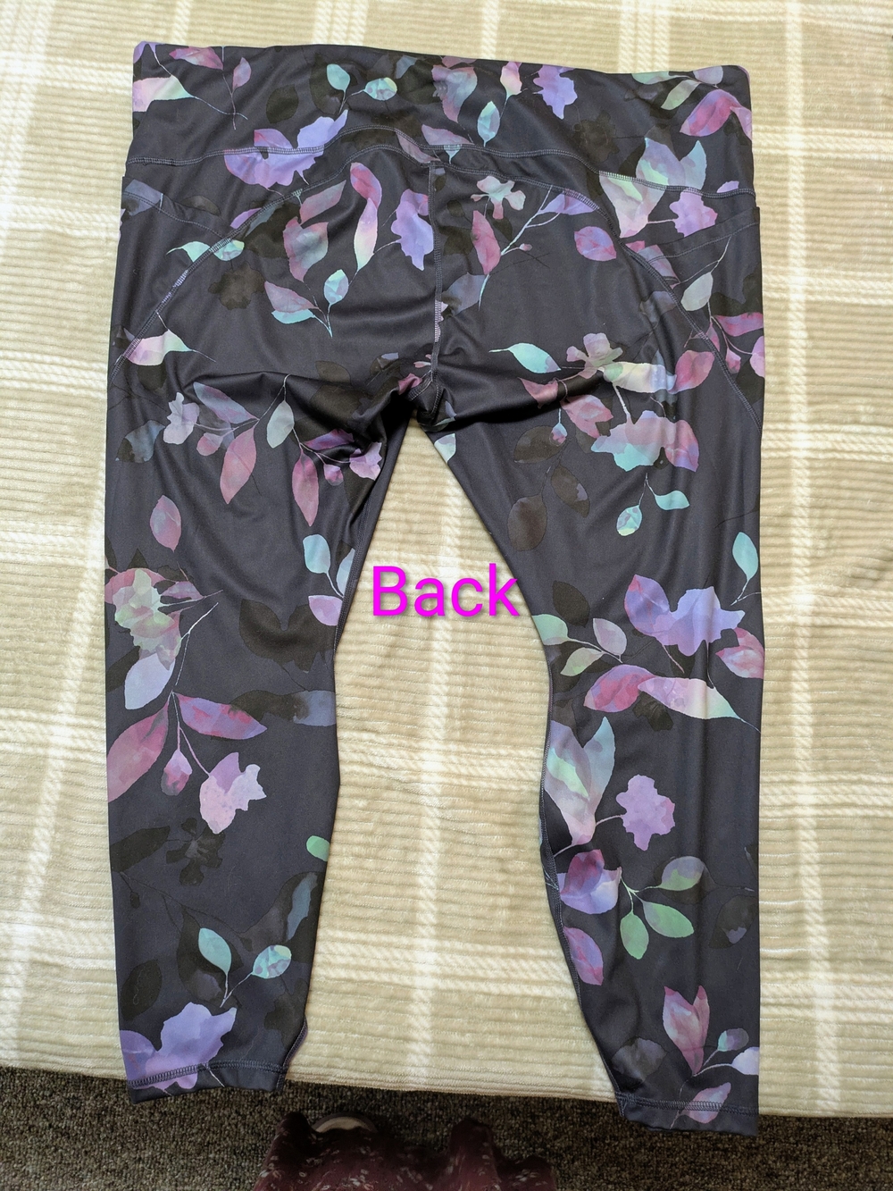 High-Waist Floral Print 7/8 Leggings - Blue - EUC - Picture 7 of 10